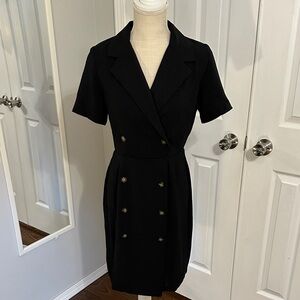 Monteau Black Double-Breasted Mini Dress